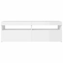 tv-skab med LED-lys 120x35x40 cm hvid højglans