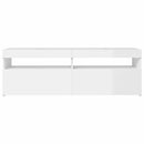 tv-skab med LED-lys 120x35x40 cm hvid højglans