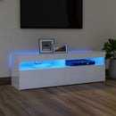 tv-skab med LED-lys 120x35x40 cm hvid højglans