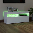 tv-skab med LED-lys 90x35x40 cm hvid