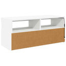 tv-skab med LED-lys 90x35x40 cm hvid