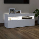 tv-skab med LED-lys 90x35x40 cm hvid