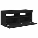 tv-bord med LED-lys 90x35x40 cm sort