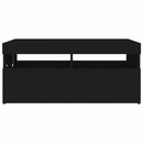 tv-bord med LED-lys 90x35x40 cm sort