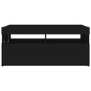 tv-bord med LED-lys 90x35x40 cm sort