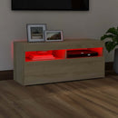 tv-bord med LED-lys 90x35x40 cm sonoma-eg