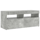 tv-bord med LED-lys 90x35x40 cm betongrå