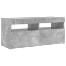 tv-bord med LED-lys 90x35x40 cm betongrå