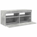 tv-bord med LED-lys 90x35x40 cm betongrå