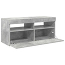 tv-bord med LED-lys 90x35x40 cm betongrå