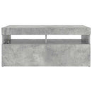 tv-bord med LED-lys 90x35x40 cm betongrå