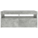 tv-bord med LED-lys 90x35x40 cm betongrå