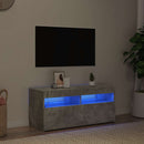 tv-bord med LED-lys 90x35x40 cm betongrå