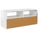 tv-skab med LED-lys 90x35x40 cm hvid højglans