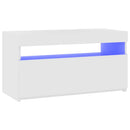 tv-bord med LED-lys 75x35x40 cm hvid