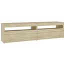 tv-borde 2 stk. med LED-lys 75x35x40 cm sonoma-eg