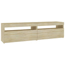tv-borde 2 stk. med LED-lys 75x35x40 cm sonoma-eg