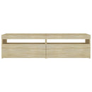 tv-borde 2 stk. med LED-lys 75x35x40 cm sonoma-eg