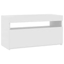 tv-bord med LED-lys 75x35x40 cm hvid højglans