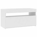 tv-bord med LED-lys 75x35x40 cm hvid højglans