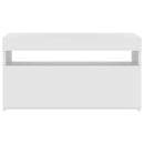tv-bord med LED-lys 75x35x40 cm hvid højglans