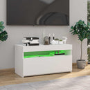 tv-bord med LED-lys 75x35x40 cm hvid højglans