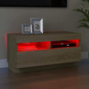 tv-bord med LED-lys 80x35x40 cm sonoma-eg