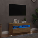 tv-bord med LED-lys 80x35x40 cm sonoma-eg