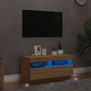 tv-bord med LED-lys 80x35x40 cm sonoma-eg