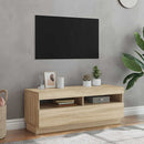 tv-bord med LED-lys 100x35x40 cm sonoma-eg