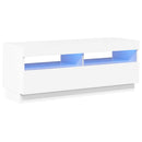 tv-skab med LED-lys 100x35x40 cm hvid højglans