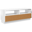 tv-skab med LED-lys 100x35x40 cm hvid højglans