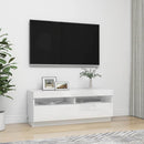 tv-skab med LED-lys 100x35x40 cm hvid højglans