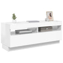 tv-skab med LED-lys 100x35x40 cm hvid højglans