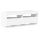 tv-skab med LED-lys 100x35x40 cm hvid højglans