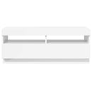 tv-skab med LED-lys 100x35x40 cm hvid højglans