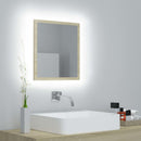 badeværelsesspejl med LED-lys 40x8,5x37 cm akryl sonoma-eg