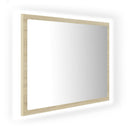 badeværelsesspejl med LED-lys 60x8,5x37 cm akryl sonoma-eg