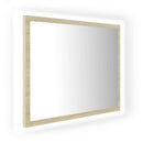 badeværelsesspejl med LED-lys 60x8,5x37 cm akryl sonoma-eg