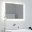 badeværelsesspejl med LED-lys 60x8,5x37 cm akryl sonoma-eg