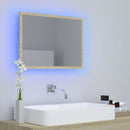 badeværelsesspejl med LED-lys 60x8,5x37 cm akryl sonoma-eg