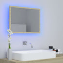 badeværelsesspejl med LED-lys 60x8,5x37 cm akryl sonoma-eg