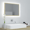 badeværelsesspejl med LED-lys 60x8,5x37 cm akryl sonoma-eg