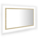 badeværelsesspejl med LED-lys 80x8,5x37 cm akryl sonoma-eg