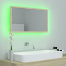 badeværelsesspejl med LED-lys 80x8,5x37 cm akryl sonoma-eg