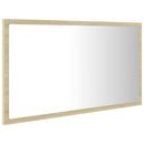 badeværelsesspejl med LED-lys 80x8,5x37 cm akryl sonoma-eg