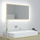badeværelsesspejl med LED-lys 80x8,5x37 cm akryl sonoma-eg