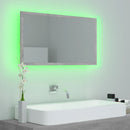 badeværelsesspejl med LED-lys 80x8,5x37 cm akryl betongrå