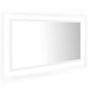 badeværelsesspejl med LED-lys 90x8,5x37 cm akryl hvid