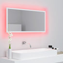 badeværelsesspejl med LED-lys 90x8,5x37 cm akryl hvid